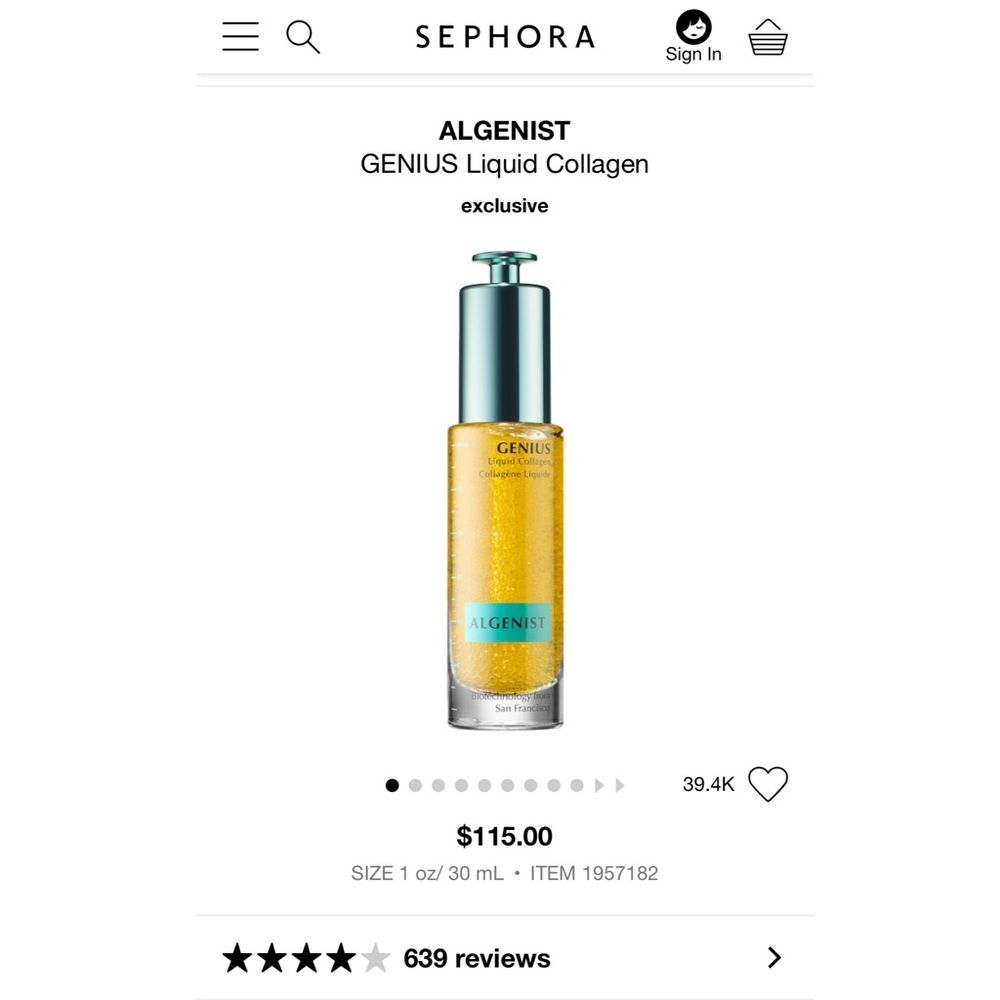 NWT S/10 Algenist Genius Liquid Collagen - Sephora